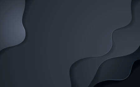 Abstract black papercut decoration texture with overlap layers effect. Black paper cut background.