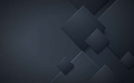 Abstract black background with 3D square shape composition.のイラスト素材