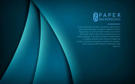 Dark blue 3d paper background. Abstract realistic overlap paper decoration with space area for text. Vector illustration.Can use for web and print.のイラスト素材