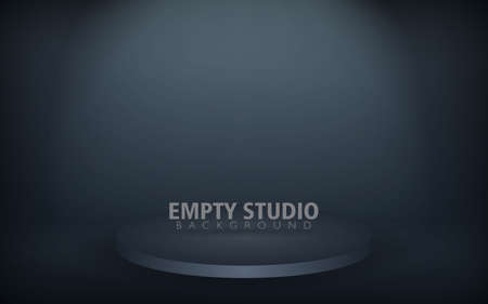 Abstract black background. Empty black round podium with spot light, template mock up for product display.のイラスト素材