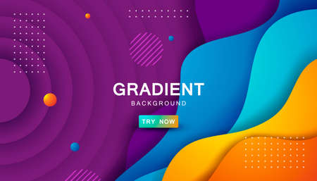 Blue and orange fluid color background. Dynamic shape element vector illustration.のイラスト素材