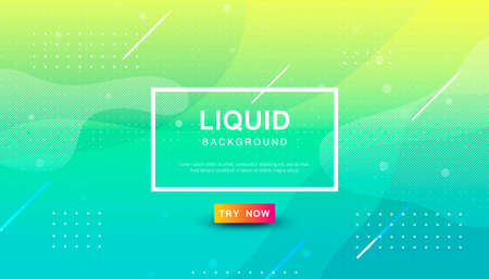 Modern blue and yellow dynamic background. Geometric fluid with halftone shape composition.のイラスト素材