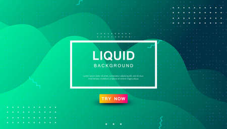 Green tosca liquid color background. Dynamic textured geometric element design with dots decoration. Modern gradient light vector illustration.のイラスト素材