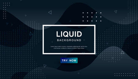 Dynamic abstract wavy background. Modern black light fluid shape with geometric dots composition. Dark background vector illustration.のイラスト素材