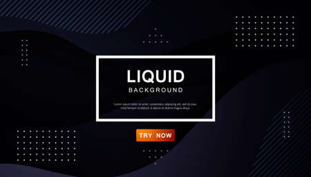 Dynamic abstract wavy background. Modern black light fluid shape with geometric dots composition. Dark background vector illustration.のイラスト素材