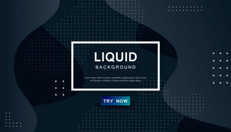Dynamic abstract wavy background. Modern black light fluid shape with geometric dots composition. Dark background vector illustration.のイラスト素材