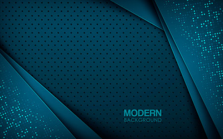 Dark blue abstract background with overlap layers. Texture with silver glitters dots element decoration.のイラスト素材