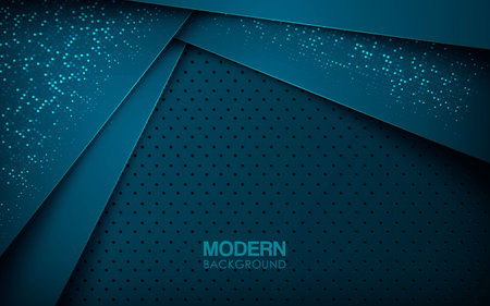 Dark blue abstract background with overlap layers. Texture with silver glitters dots element decoration.のイラスト素材