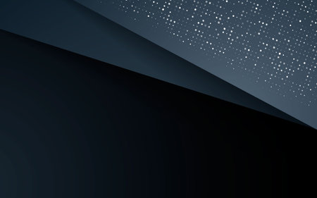 Dark abstract background with black overlap layers. Texture with silver glitters dots element decoration.のイラスト素材