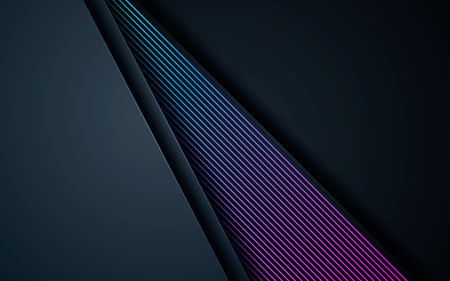 Dark abstract background with black overlap layers. Texture with gradient line element decoration.の写真素材