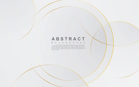 Modern abstract light silver background vector. Elegant circle shape design with golden line.のイラスト素材