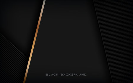 Modern abstract black background with gold line compositionのイラスト素材