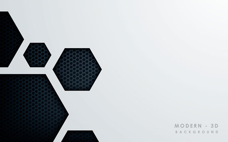 3d modern black background with hexagon silver color effectのイラスト素材