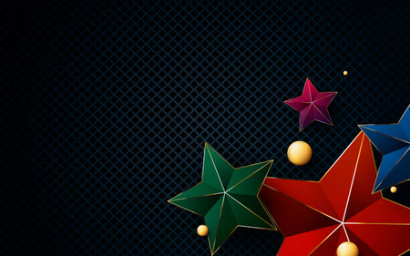 Luxury abstract colorful background. Modern stars shape with golden list on dark background.のイラスト素材