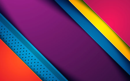 Purple, orange, yellow and blue fluid color background. Dynamic textured geometric element. Modern gradient light vector illustration.のイラスト素材