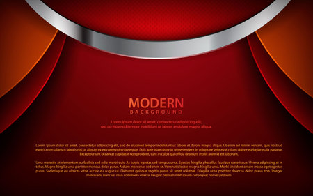 Red overlap dimension background. Modern overlap layer design with metallic concept. Can use for web or print design.のイラスト素材