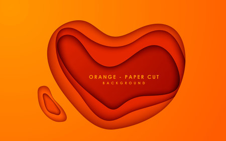 Heart orange paper cut backgroundのイラスト素材
