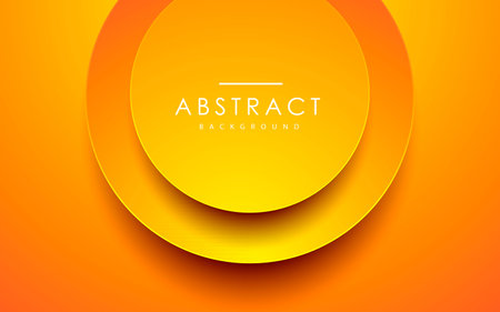 Abstract 3D circle papercut layer orange backgroundのイラスト素材