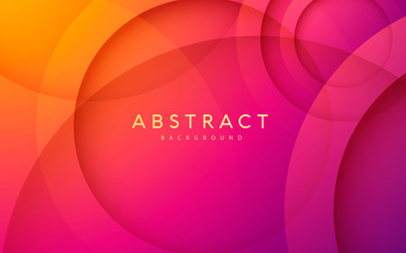 Abstract 3D circle papercut layer gradient background purple and orange colorのイラスト素材