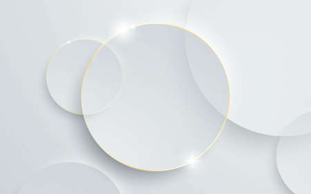 White background circle shape with golden line effectのイラスト素材