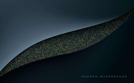 Abstract dimension black background gold halftoneのイラスト素材