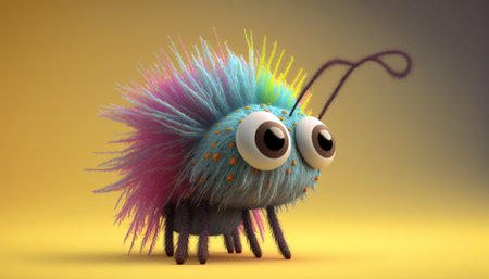 Cute strange colorful spider, beautiful animal and big eyes. Generative AI.の素材