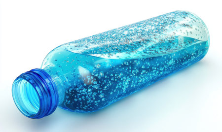 Sparkling water bottle, studio shot, refreshment, white background, healthy hydrationの素材