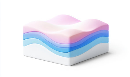 Layered pastel cube, abstract texture, white background, 3D render, website designの素材