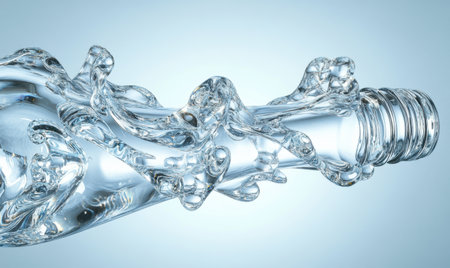 Water flowing from bottle, studio shot,  refreshing hydration, advertisingの素材