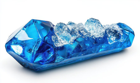 Blue crystal cluster, ice texture, white background, art piece, decorativeの素材