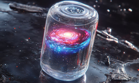 Galaxy in a jar, cosmic scene, dark background, science fiction, concept artの素材