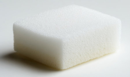 White porous cube on white background;  texture detail; product photographyの素材