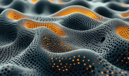 Abstract glowing grid wave, digital backgroundの素材