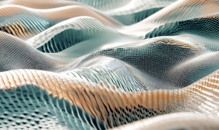 Abstract teal and white wave pattern backgroundの素材