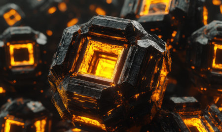 Glowing obsidian cubes, futuristic background, abstract energyの素材