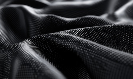 Abstract black fabric texture, waves, close-up, background blur, designの素材