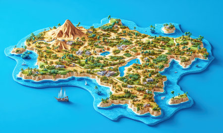 Tropical Island Paradise Aerial View of Lush Islandの素材