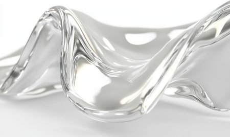 Abstract flowing liquid, white background, wave design,  advertising, designの素材