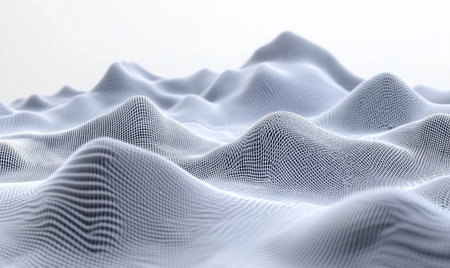 Abstract white digital landscape; undulating hills; data visualization; website backgroundの素材