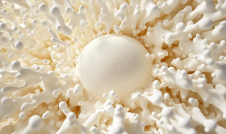 Creamy liquid splash, close-up, white background, food texture, dairy productの素材