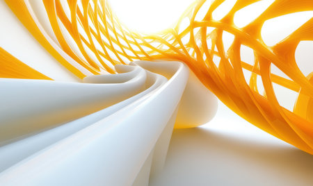 Abstract orange and white architectural design, interior rendering, modern building, futuristic background, for website or presentationの素材