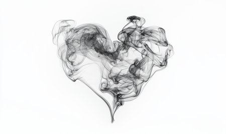 Smoke Heart Shape, White Background, Abstract Design, Romantic Concept, Loveの素材