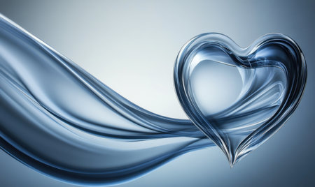 Glass heart, blue wave, abstract background; love, romance conceptの素材