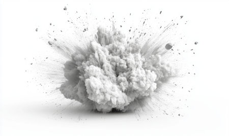 Grey smoke explosion on white background; abstract artの素材