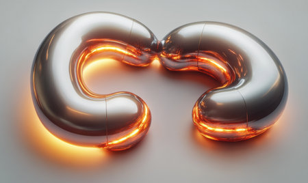 Glowing metallic curves connect, abstract background, design elementの素材