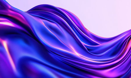 Iridescent fabric flowing, purple-blue gradient, abstract background, website designの素材