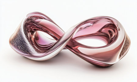Pink glass infinity symbol, abstract art, white background, design elementの素材