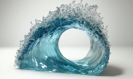 Ocean wave forming a circle, abstract background, water texture, digital art, website bannerの素材