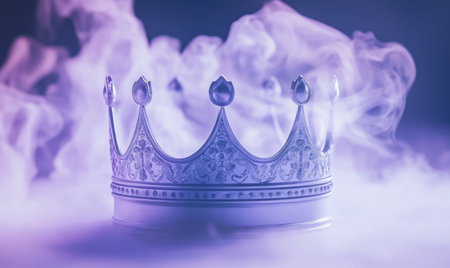 Silver crown in purple smoke; royalty, power, mysteryの素材