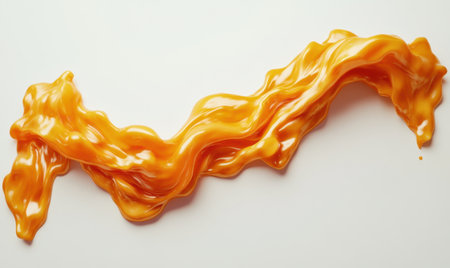 Caramel swirl, flowing, white background, dessert topping, food photographyの素材
